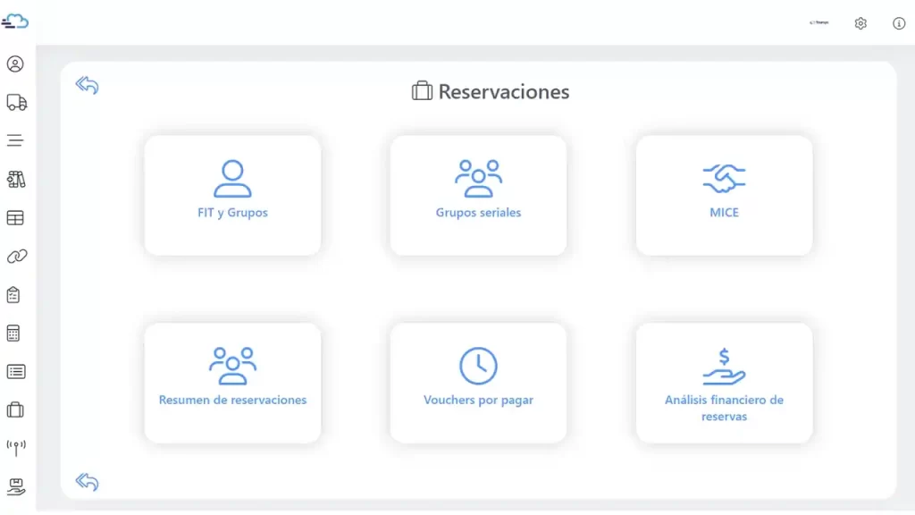 Módulo de reservaciones para agencias de viajes.